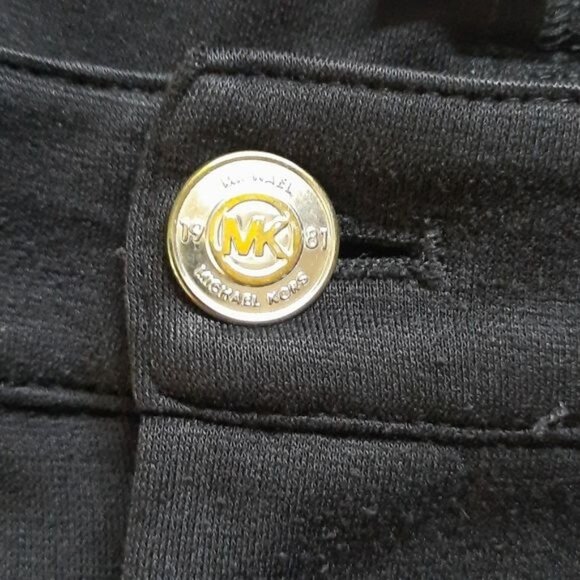 Michael Michael Kors Black Rayon Blend Leather Pockets Straight Leg Pant Size 10 - Picture 4 of 7